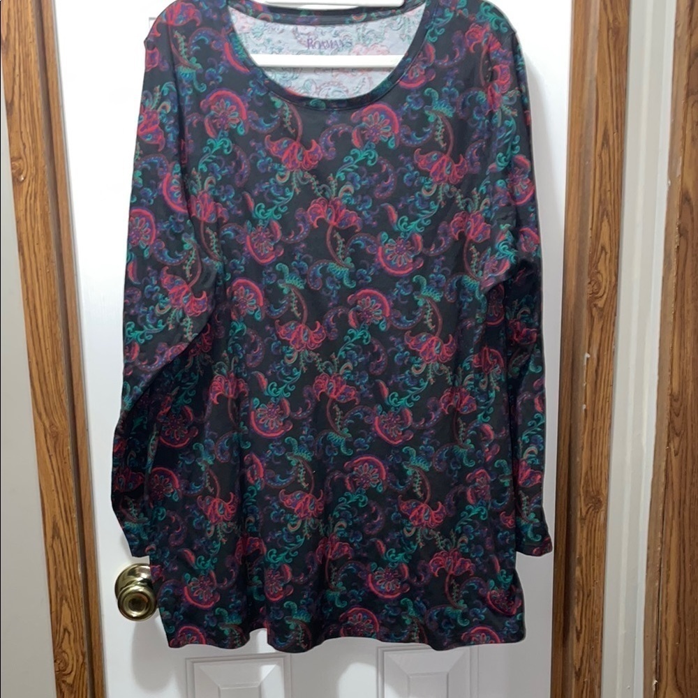 Roaman's Pink and Purple Oversized Blouse 1X NWOT